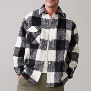 Monrow Plaid Flannel Black and White Shacket in Large